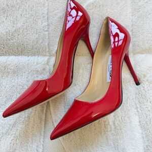 NEW! $875 Jimmy Choo “Love” 100mm Patent Leather Red  Heels Pumps 34.5 4.5